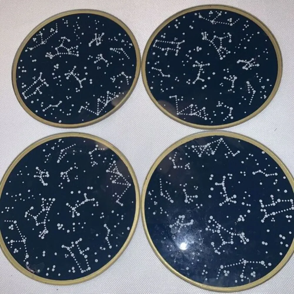 Kate Aspen Under‎ The Stars Glass Coaster with Holder (Set of 4 )